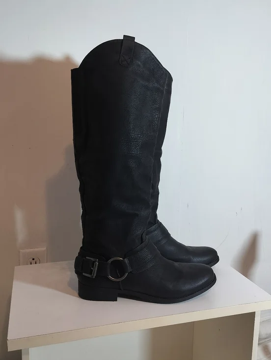 Bass Black Women's Over-the-Knee Harness Boots - Picture 1 of 7